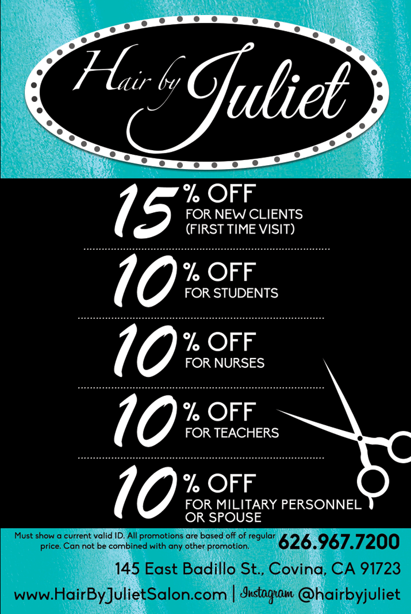 Year Round Specials. 15% off for first time visits and 10% off for students, nurses, teachers and military personnel or spouse.